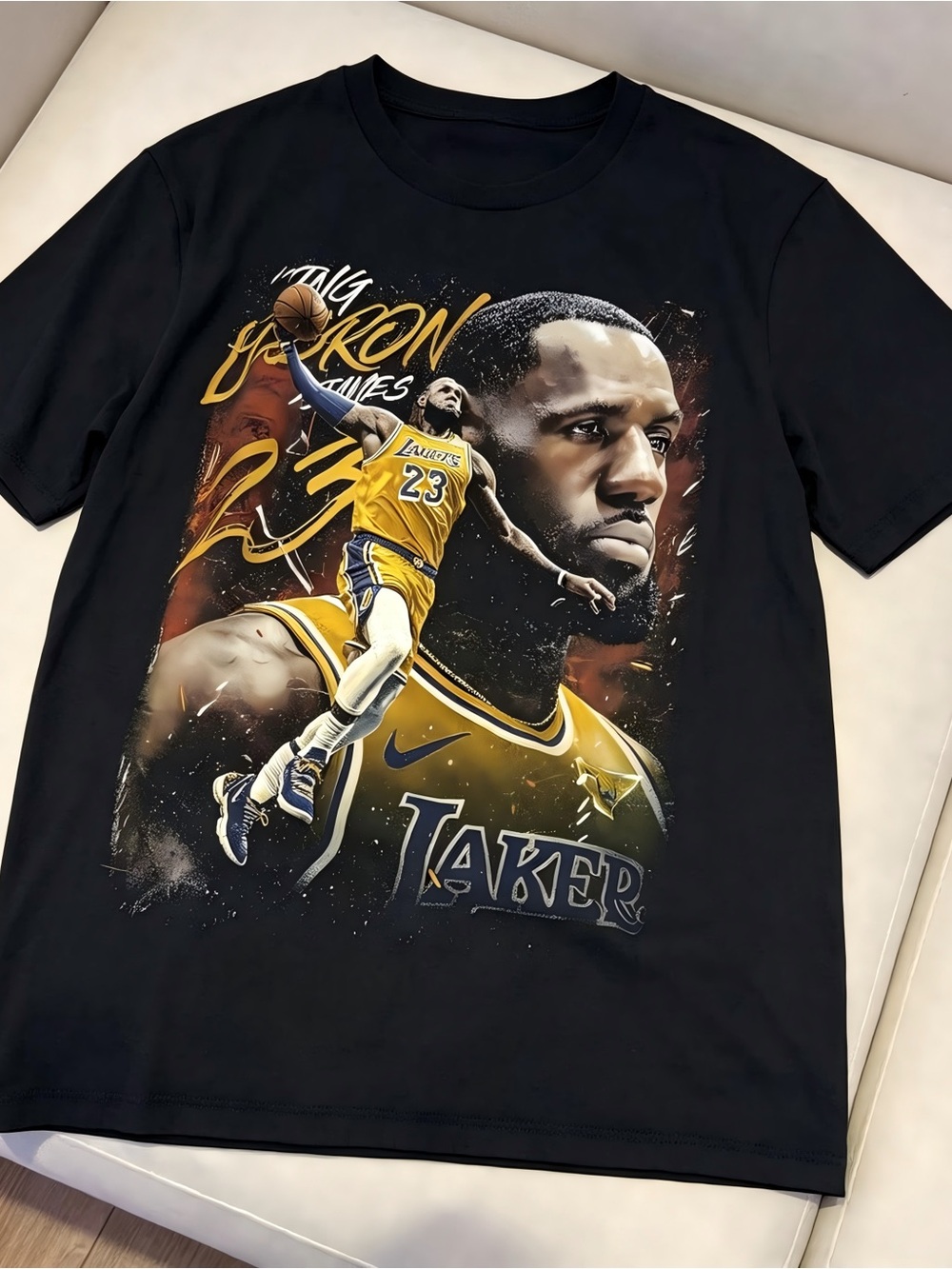 LeBron James Lakers black Women Men T-shirt Unisex